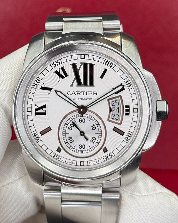 2016 Cartier Calibre de Cartier 42MM Silver Dial Steel Bracelet (W7100015)
