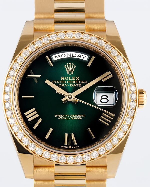 2025 Rolex Day-Date 40MM Green Dial Yellow Gold President Bracelet (228348RBR)