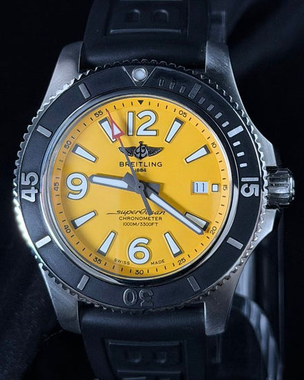 2020 Breitling Superocean 44MM Yellow Dial Rubber Strap (A17367021I1S1)