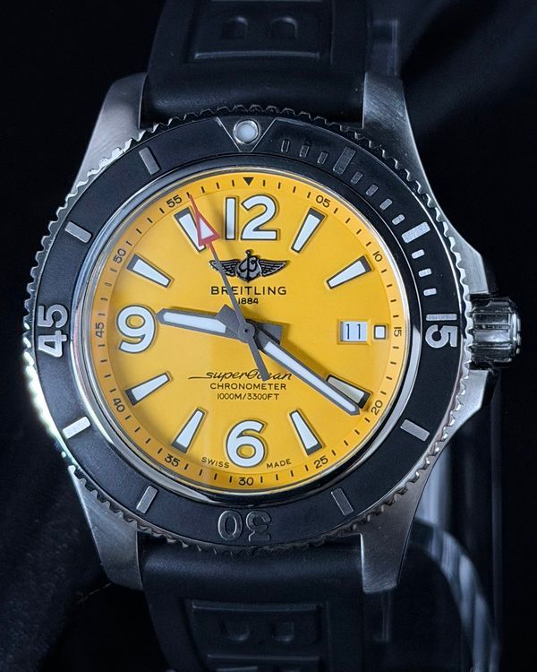 2020 Breitling Superocean 44MM Yellow Dial Rubber Strap (A17367021I1S1)