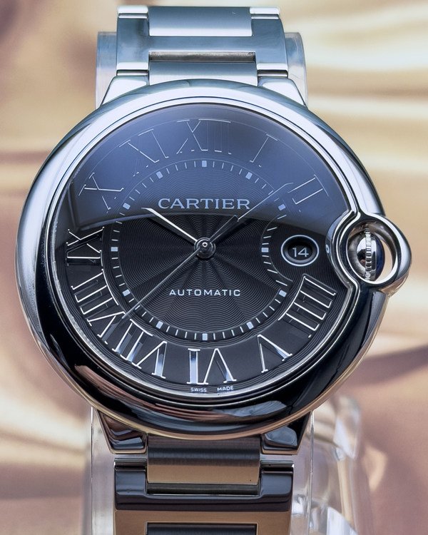 2015 Cartier Ballon Bleu 42MM Black Dial Steel Bracelet (W6920042)