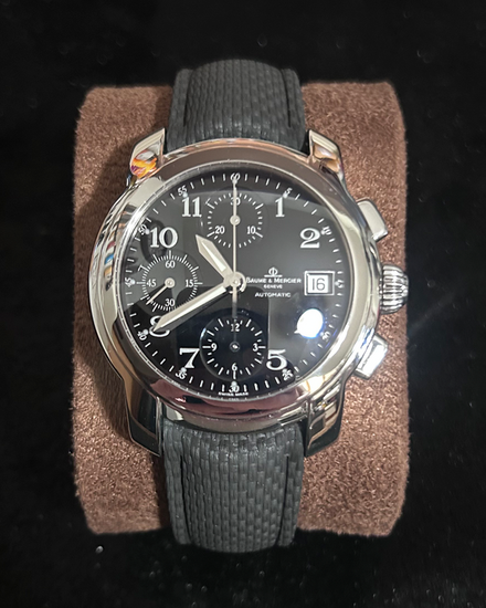 No Reserve - Baume & Mercier Capeland Chronograph 39MM Black Dial Rubber Strap (MV045216)
