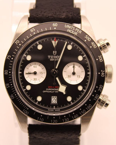 No Reserve - 2025 Tudor Black Bay Chrono "Reverse Panda" 41MM Black Dial Leather Strap (79360N)
