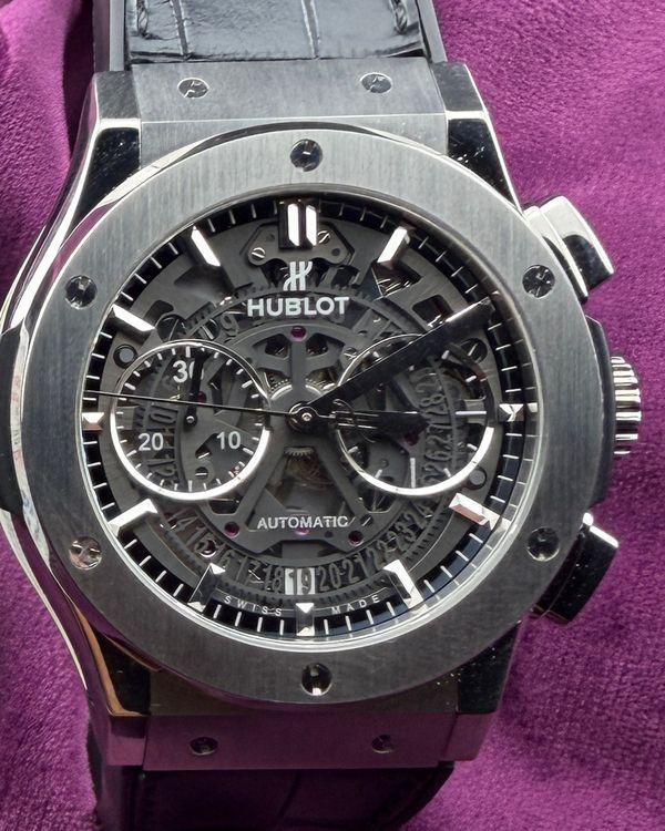 2022 Hublot Classic Fusion Aerofusion 45MM Skeleton Dial Leather Strap (525.NX.0170.LR)