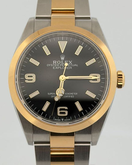 No Reserve - 2025 Rolex Explorer 36MM Black Dial Two-Tone Oyster Bracelet (124273)