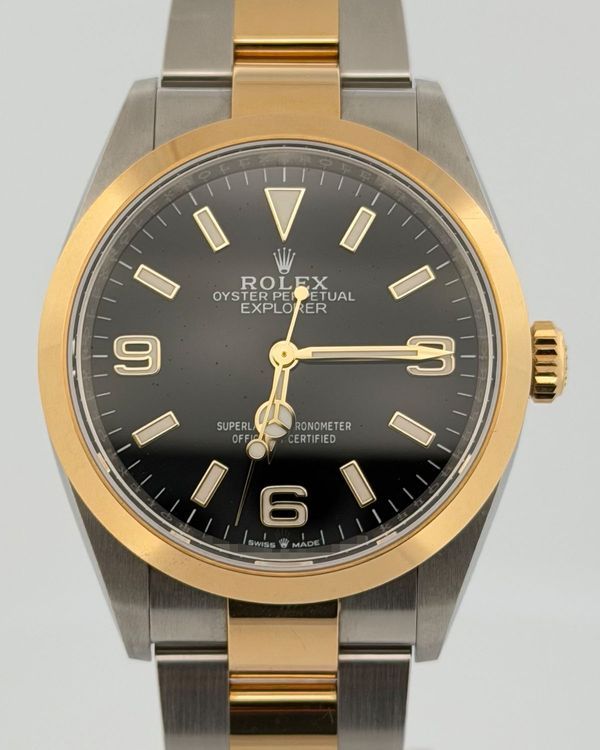 2025 No Reserve - Rolex Explorer 36MM Black Dial Two-Tone Oyster Bracelet (124273)
