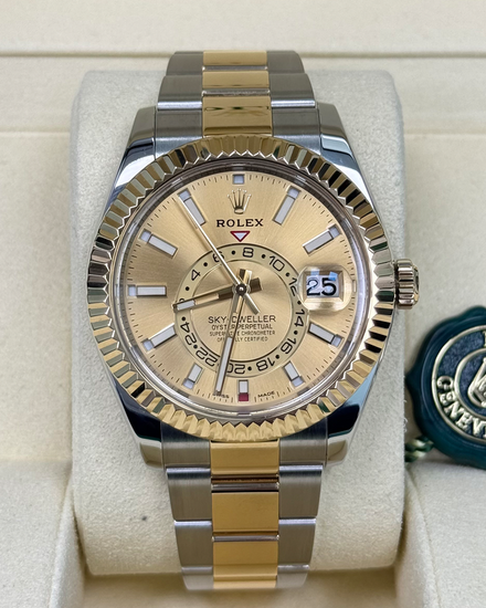 2020 Rolex Sky-Dweller 42MM Champagne Dial Two-Tone Oyster Bracelet (326933)