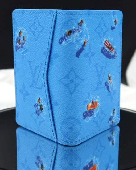Louis Vuitton Accessories Pocket Organizer Sports Scene Printed Monogram Small Size Blue Coated Canvas (LV Passport Cover)