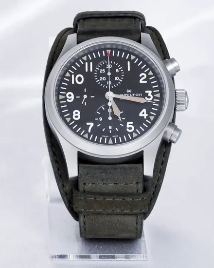 2022 Hamilton Khaki Field Chrono 44MM Black Dial Leather Strap (H71706830)
