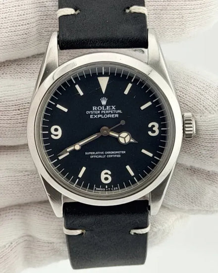 Rolex Explorer 36MM Black Dial Aftermarket Leather Strap (1016)