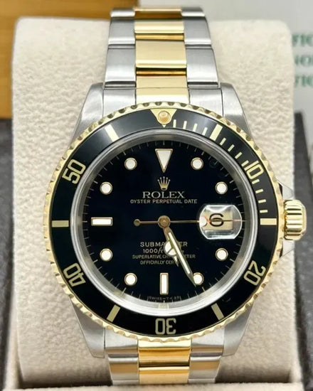 1998 (U Serial) Rolex Submariner Date 40MM Black Dial Two-Tone Oyster Bracelet (16613)