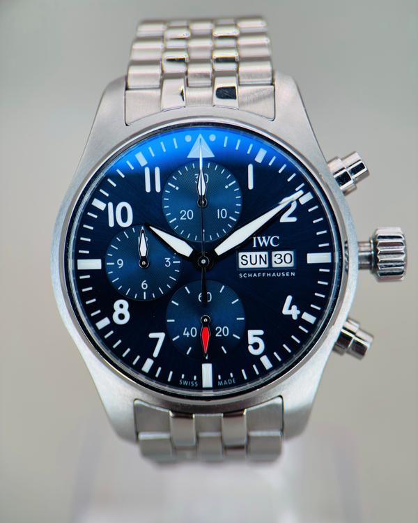 2023 IWC Schaffhausen Pilot Chronograph 41MM Blue Dial Steel Bracelet (IW388102)