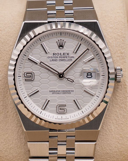 2026 Rolex Land-Dweller 40MM White "Honeycomb" Dial Flat Jubilee Bracelet (127334)