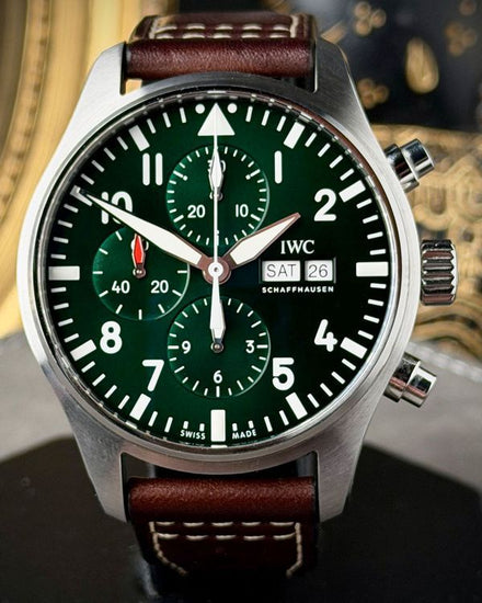 2020 IWC Schaffhausen Pilot 41MM Green Dial Leather Strap (IW377726)