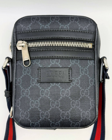 Gucci GG Supreme Small Bag Canvas Black Silver Tone Hardware Textile Strap (Bag)