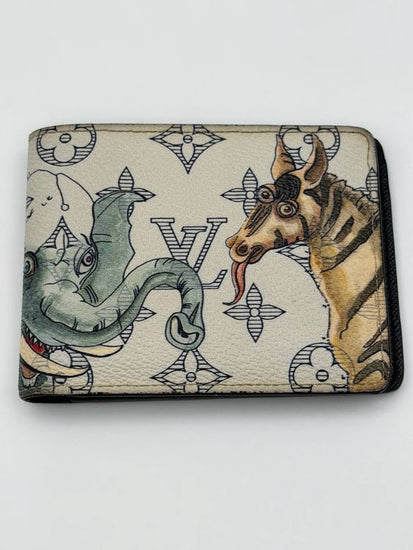 Louis Vuitton Monogram L.E. Coated Canvas Chapman Brothers Savane Zebra Elephant Folding Wallet (Wallet)