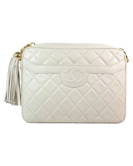 Chanel Bag Crossbody Quilted Small Cream Leather Gold-Tone Hardware Chain/Leather Strap (Bag)