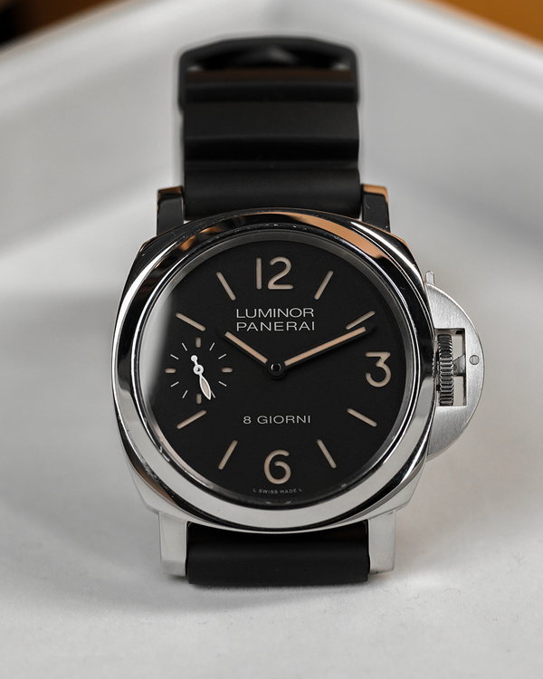2021 Panerai Luminor Base 8 Giorni 44MM Black Dial Rubber Strap (PAM00915)