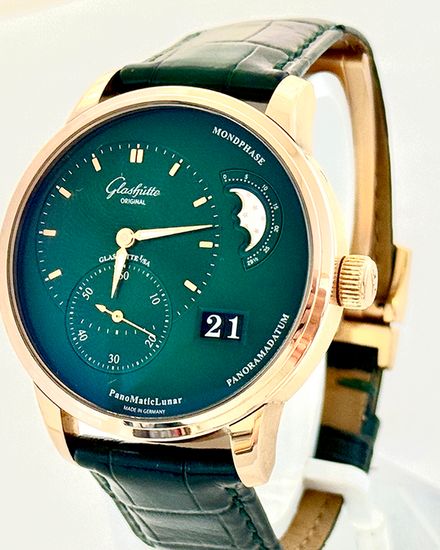 2023 Glashütte Original PanoMaticLunar 40MM Green Dial Leather Strap (1-90-02-23-35-61)