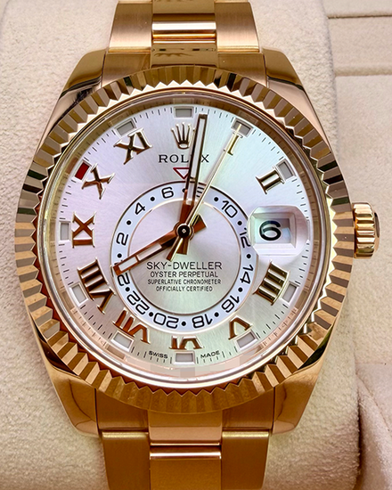 2017 Rolex Sky-Dweller 42MM Silver Dial Yellow Gold Oyster Bracelet (326938)