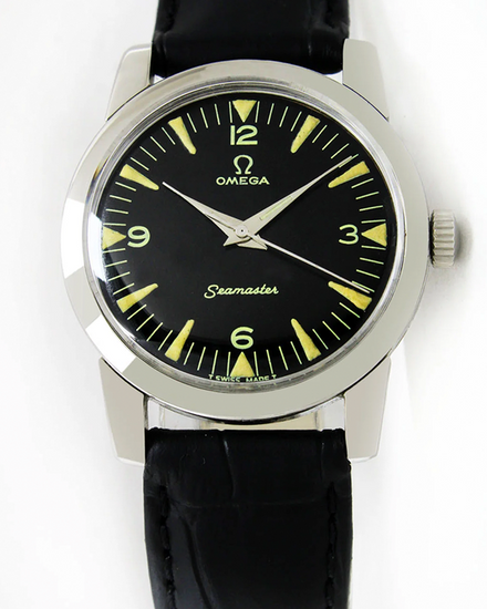 Omega Seamaster 34MM Aftermarket Black Dial Aftermarket Leather Strap (2759-2)