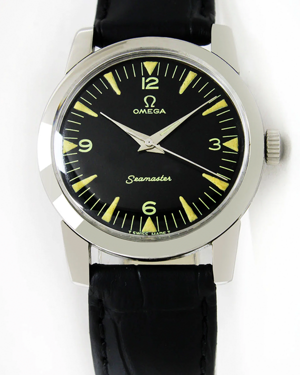 Omega Seamaster 34MM Aftermarket Black Dial Aftermarket Leather Strap (2759-2)