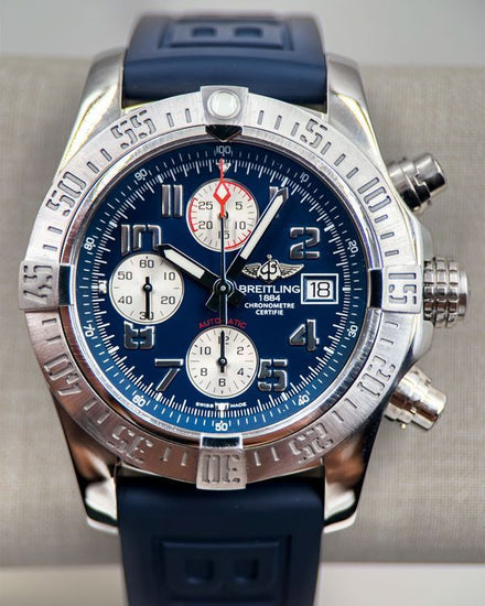 No Reserve - Breitling Avenger II 43MM Blue Dial Rubber Strap (A13381)