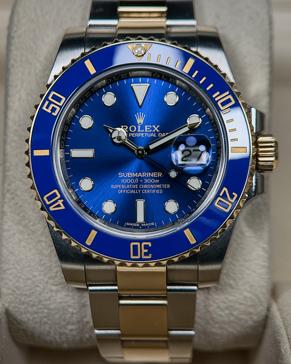 No Reserve - 2017 Rolex Submariner Date "Bluesy" 40MM Blue Dial Two-Tone Oyster Bracelet (116613LB)