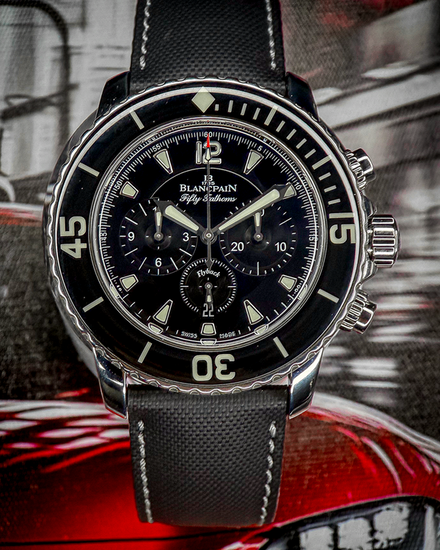 2019 Blancpain Fifty Fathoms Chronographe Flyback 45MM Black Dial Textile Strap (5085F 1130 52A)