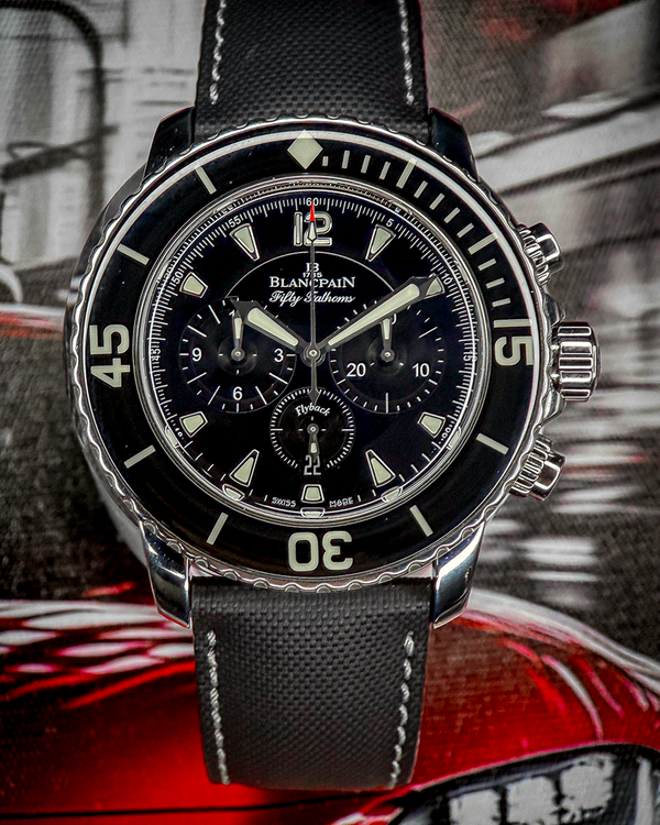 2019 Blancpain Fifty Fathoms Chronographe Flyback 45MM Black Dial Textile Strap (5085F 1130 52A)