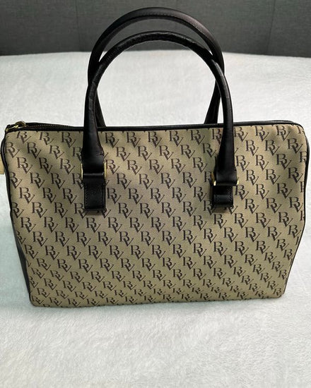No Reserve - Bottega Veneta Bag Medium Size Beige Monogram Canvas Gold-Tone Hardware Leather Strap (Bag)
