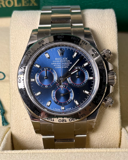 2020 Rolex Cosmograph Daytona 40MM Blue Dial White Gold Oyster Bracelet (116509)
