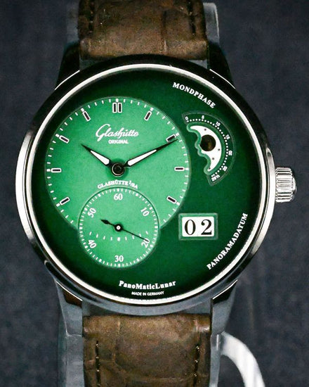 2025 Glashütte Original PanoMaticLunar 40MM Green Dial Leather Strap (1-90-02-13-32-62)