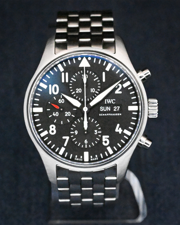 2016 IWC Schaffhausen Pilot Chronograph 43MM Black Dial Steel Bracelet (IW377710)