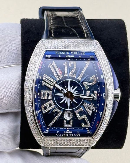 Franck Muller Vanguard Yachting 45MM Blue Dial Leather Strap (V45 SC DT)