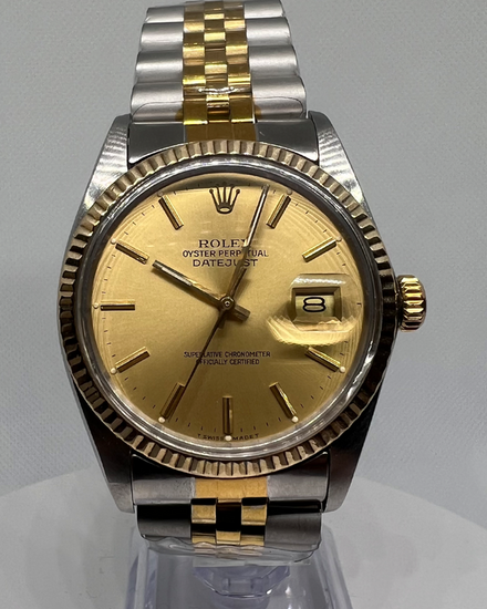 No Reserve - Rolex Datejust 36MM Champagne Dial Aftermarket Two-Tone Gold-Plated Jubilee Bracelet (16013)