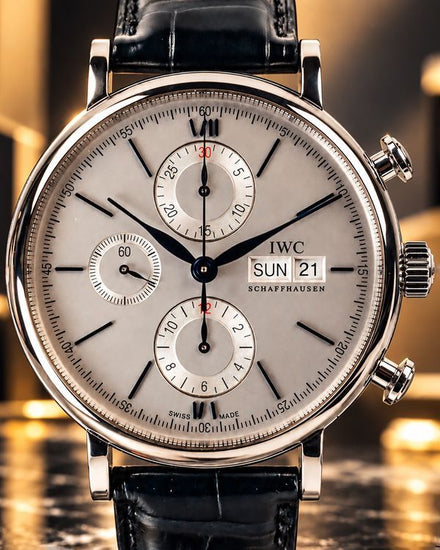 2021 IWC Schaffhausen Portofino Chronograph 42MM Silver Dial Leather Strap (IW391037)