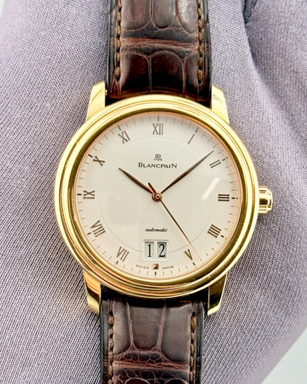 Blancpain Villeret Ultra Slim Large Date 38MM Silver Dial Leather Strap (6850-3642)