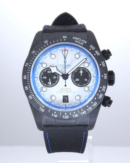 No Reserve - 2025 Tudor Black Bay Chrono "Carbon 25" L.E. 42MM White Dial Leather Strap (79377KN)
