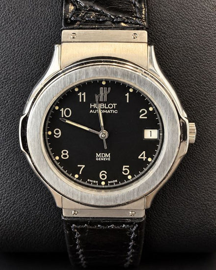 1997 Hublot Classic MDM 36MM Black Dial Leather Strap (1530.130.1)