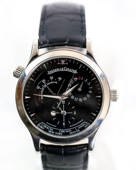 Jaeger-LeCoultre Master Geographic 38MM Black Dial Leather Strap (142.8.92.S)