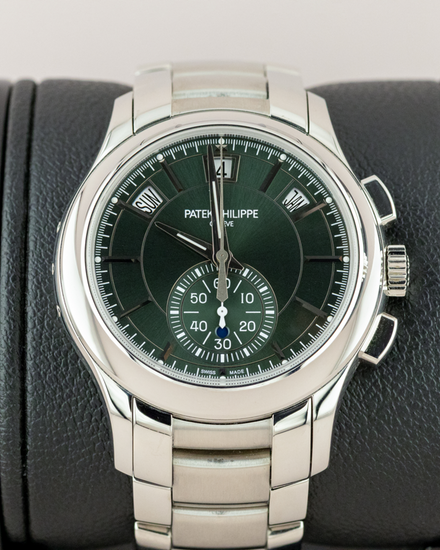 2021 Patek Philippe Annual Calendar Flyback Chronograph 42MM Green Dial Steel Bracelet (5905/1A-001)