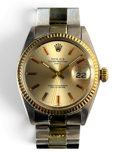 Rolex Oyster Perpetual Date 34MM Champagne Dial Aftermarket Two-Tone Oyster Bracelet (1500)