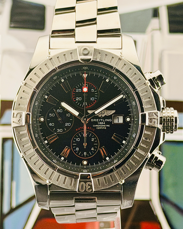 No Reserve - 2014 Breitling Super Avenger 48MM Black Dial Steel Bracelet (A13370)