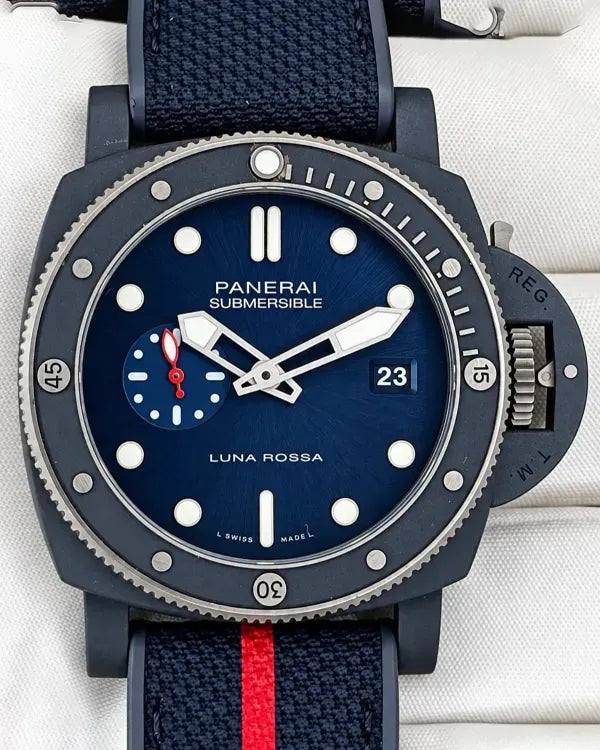 2024 Panerai Submersible Luna Rossa 44MM Blue Dial Textile Strap (PAM01466)