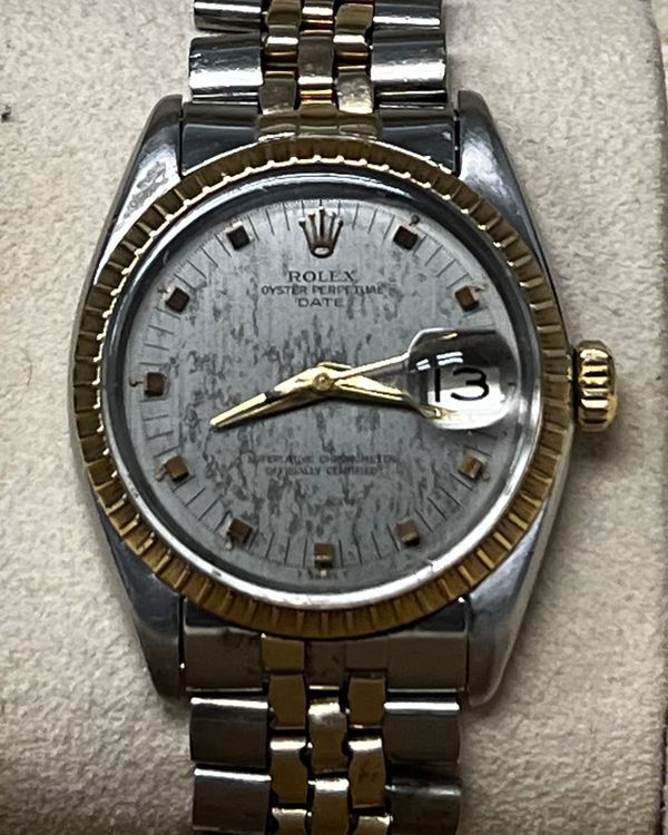 Rolex Oyster Perpetual 34MM Grey "Tropical" Dial Aftermarket Two-Tone Jubilee Bracelet (1505)