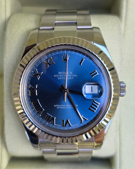 Rolex Datejust II 41MM Blue "Azzurro" Dial Oyster Bracelet (116334)
