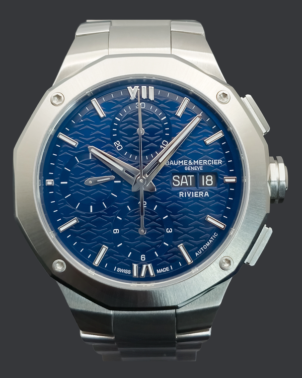 2026 Baume & Mercier Riviera Chronograph 41MM Blue Dial Steel Bracelet (M0A10826)
