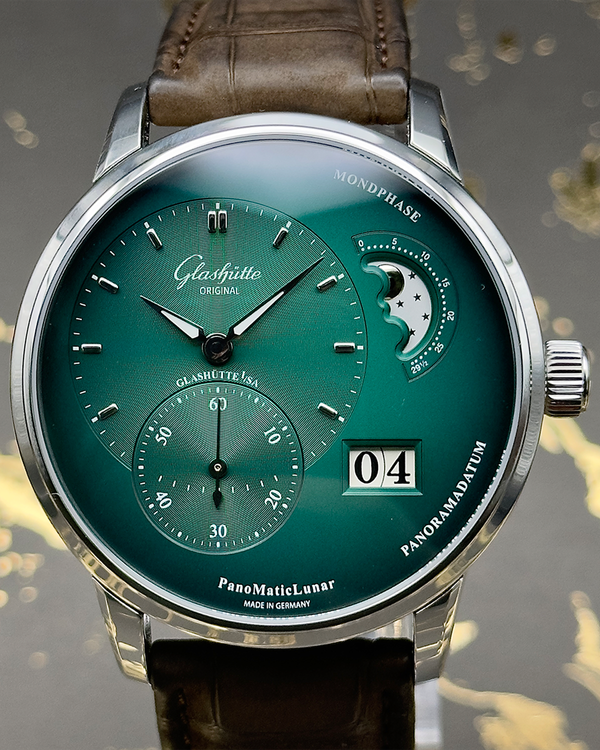 2025 Glashütte Original PanoMaticLunar 40MM Green Dial Leather Strap (1-90-02-13-32-62)