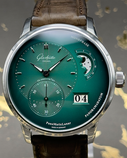 2025 Glashütte Original PanoMaticLunar 40MM Green Dial Leather Strap (1-90-02-13-32-62)